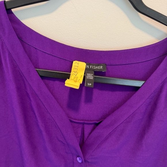 Eileen Fisher 100% Silk Button Down Royal Purple size S/P - Picture 2 of 7